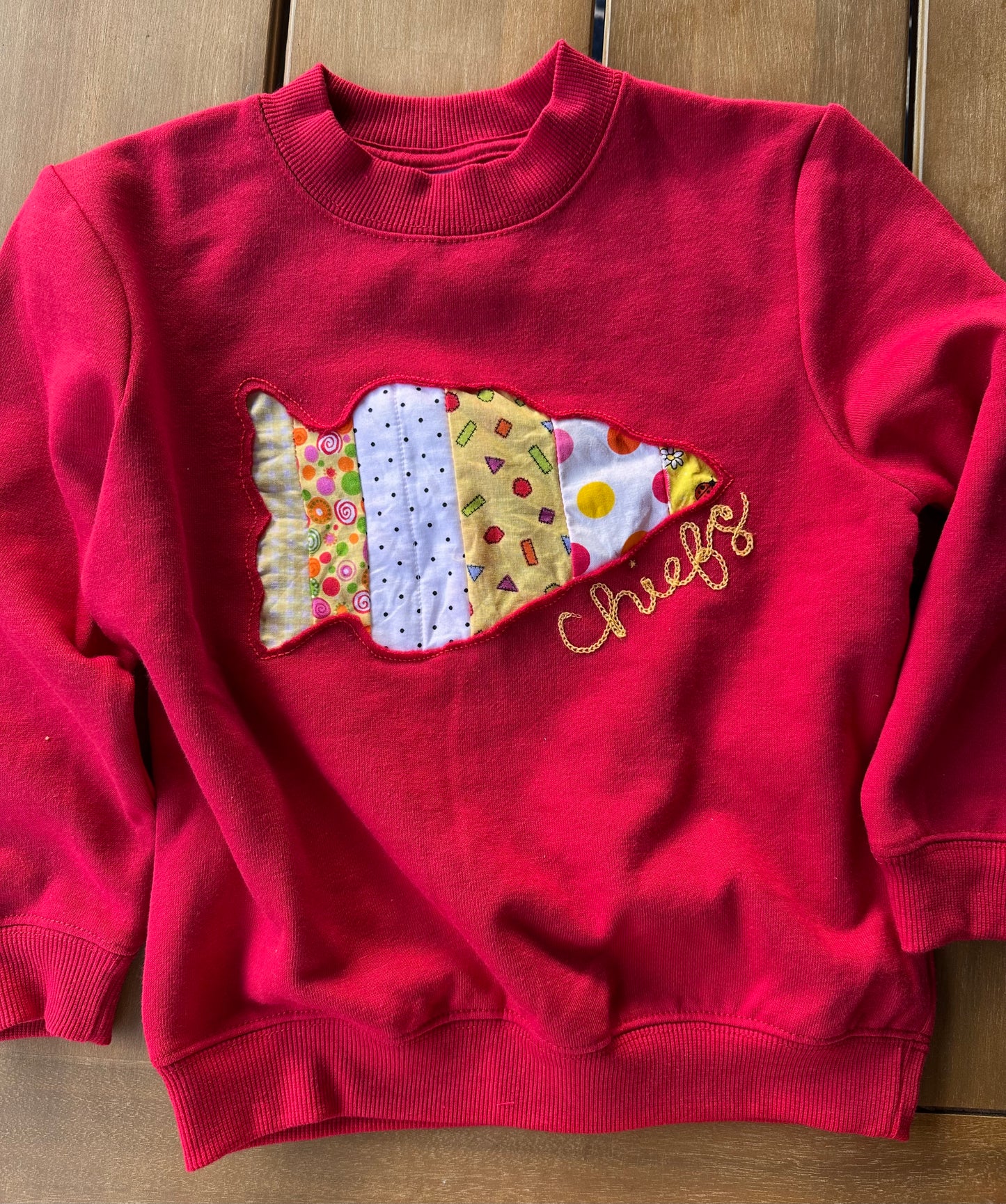 Red Reverse Appliqué Kids Sweatshirts