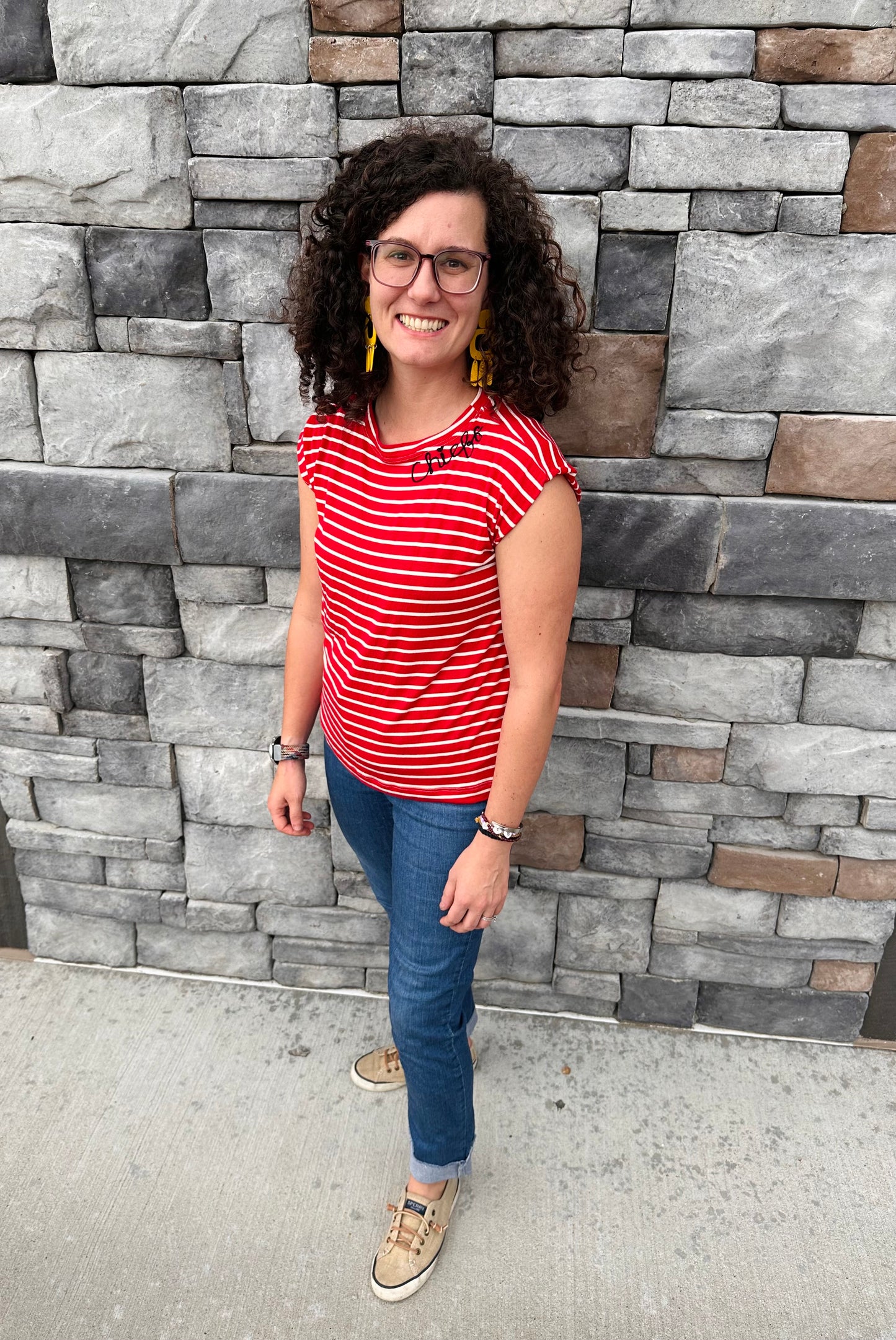 Striped Red and White Muscle Tee