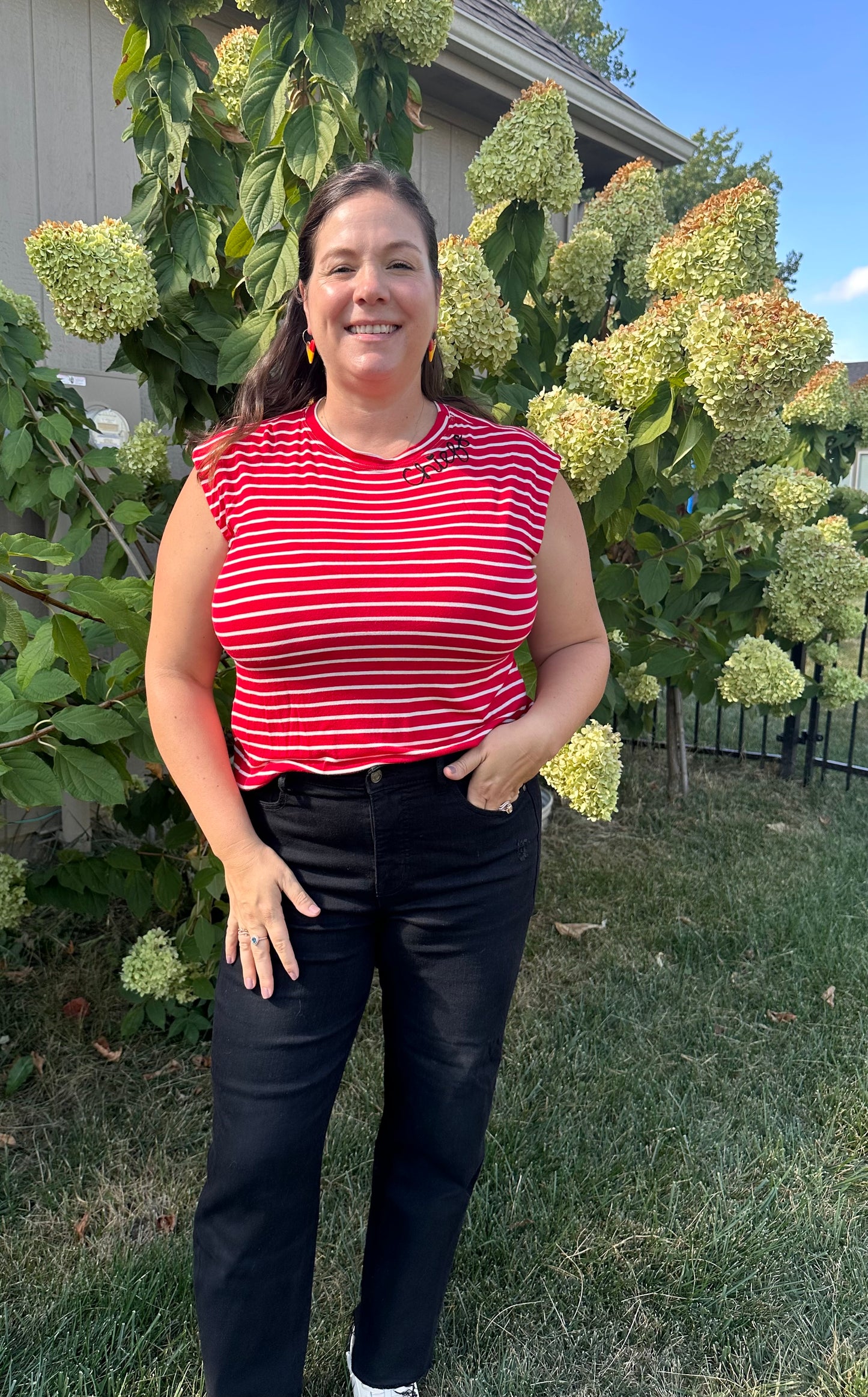 Striped Red and White Muscle Tee