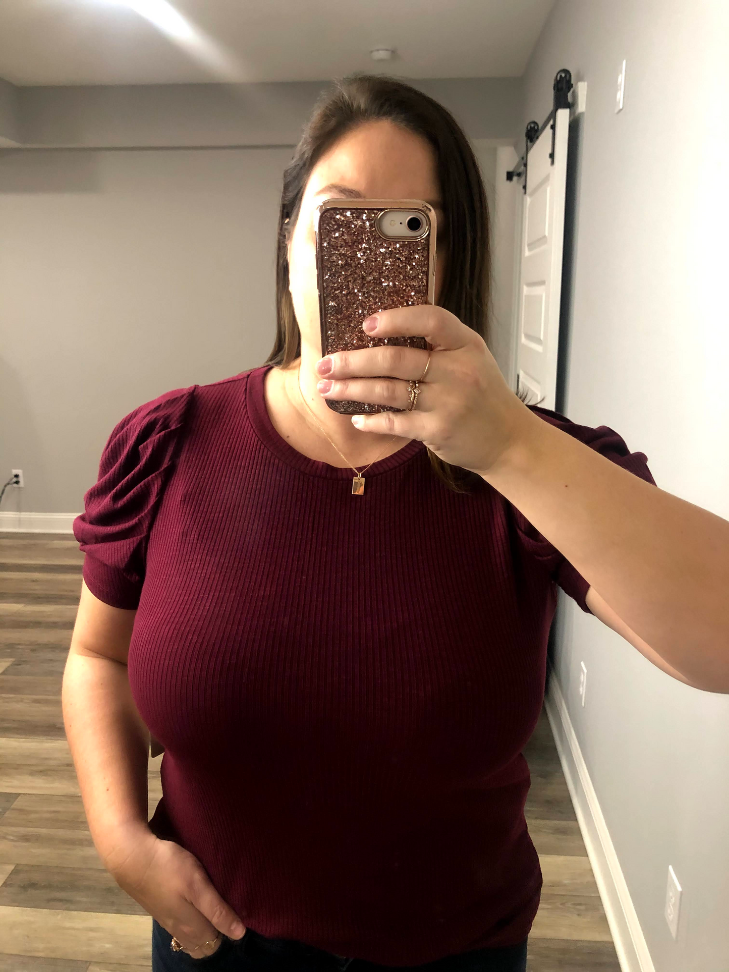 Puff Sleeve Slim Fitting Top