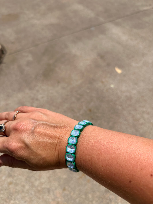 Green Rectangle Bead Bracelet
