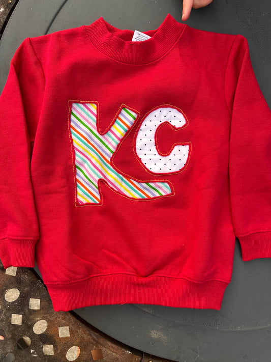 Red Reverse Appliqué Kids Sweatshirts